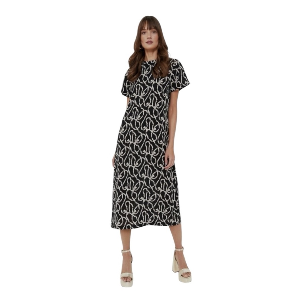 Hyacinth House Black Bow Print Rowan Maxi Dress XS